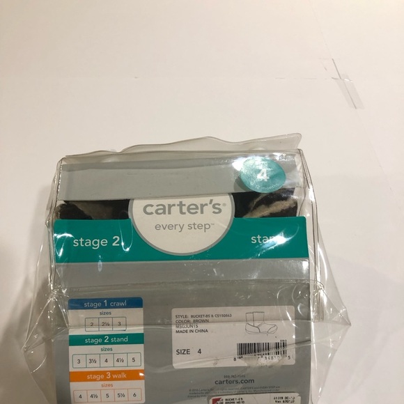 Carter’s Brown bucket boot Baby Boy Size 4 Stage 2 NWT - Picture 7 of 8
